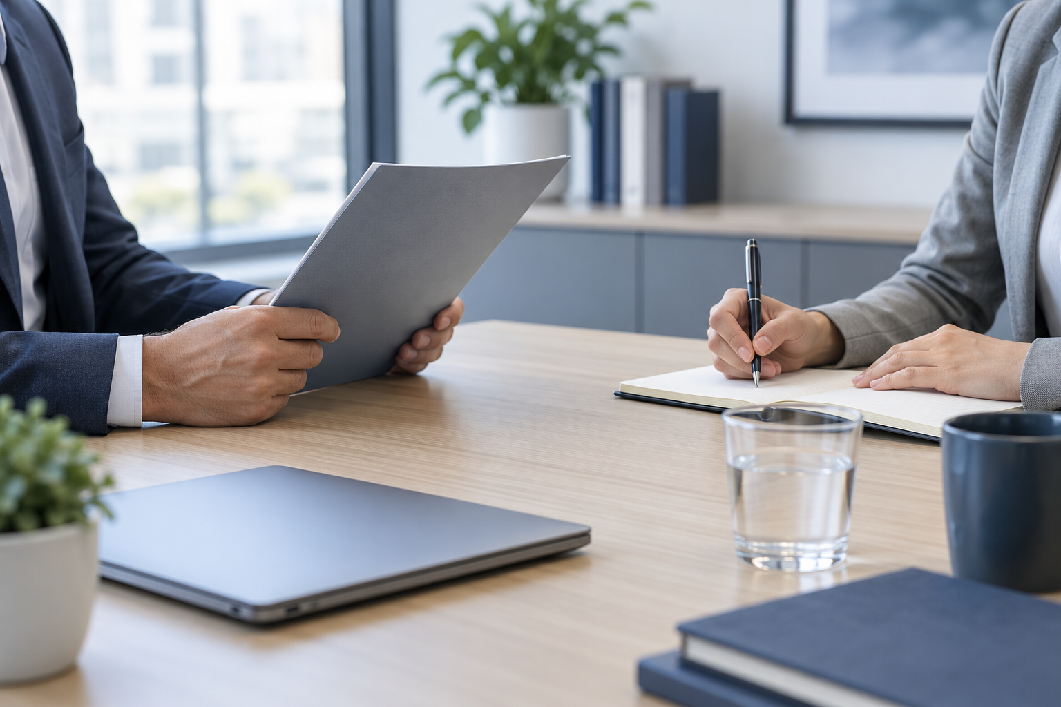 A job interview and re-employment discussion